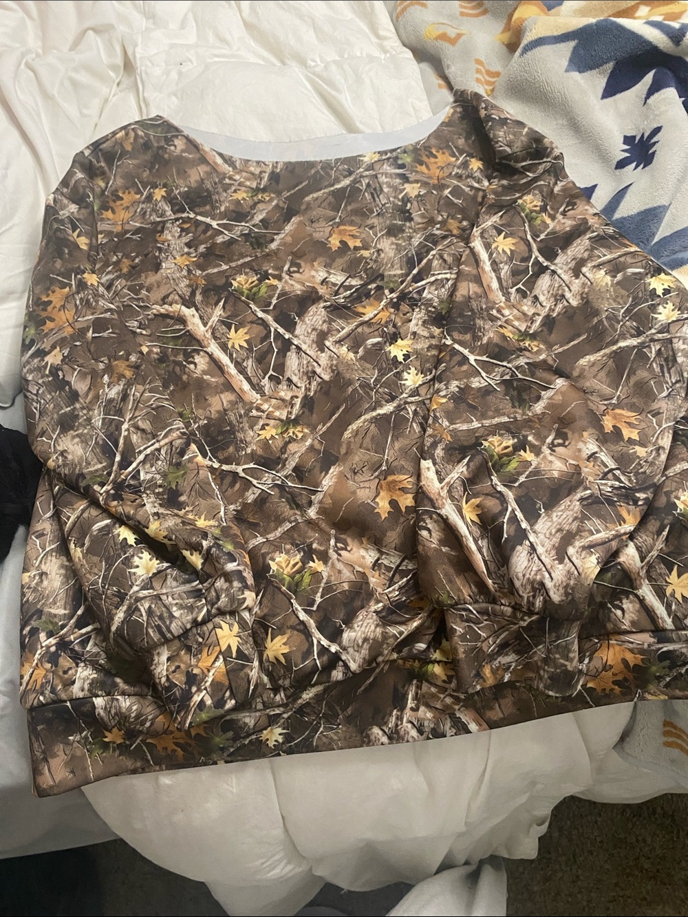 SHEIN Brown Camouflage Off-the-Shoulder Sweater